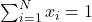 \sum_{i=1}^N x_i=1