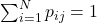 \sum_{i=1}^N p_{ij}=1