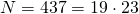 N = 437 = 19 \cdot 23