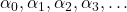 \alpha_0, \alpha_1, \alpha_2, \alpha_3, \ldots