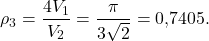 \[\rho_3 = \frac{4 V_1}{V_2} = \frac{\pi}{3\sqrt{2}} = 0{,}7405.\]