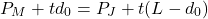 \[P_M + td_0 = P_J + t(L - d_0)\]