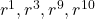 r^1, r^3, r^9, r^{10}