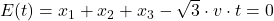 E(t) = x_1 + x_2 + x_3 - \sqrt{3} \cdot v \cdot t = 0