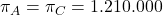\pi_A=\pi_C=1.210.000