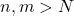 n,m>N