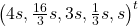\left(4s, \frac{16}{3}s, 3s, \frac{1}{3}s, s\right)^t
