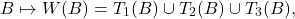 \begin{equation*}B\mapsto W(B)=T_1(B)\cup T_2(B)\cup T_3(B),\end{equation*}