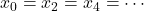 x_0 = x_2 = x_4 = \cdots
