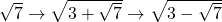 \sqrt{7} \to \sqrt{3+\sqrt{7}} \to \sqrt{3-\sqrt{7}}