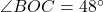 \angle BOC = 48^\circ