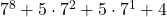 7^8 + 5 \cdot 7^2 + 5 \cdot 7^1 + 4