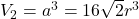 V_2=a^3=16 \sqrt{2}r^3