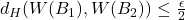 d_H(W(B_1),W(B_2))\leq \frac{\epsilon}{2}