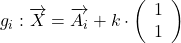 g_i : \overrightarrow{X} = \overrightarrow{A_i} + k \cdot \left( \begin{array}{c} 1 \\ 1 \end{array} \right)