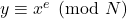 y\equiv x^e\pmod N