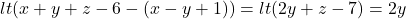 lt(x+y+z-6-(x-y+1))=lt(2y+z-7)=2y