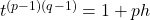 t^{(p-1)(q-1)}=1+ph