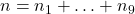n = n_1 + \ldots + n_9