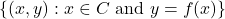 \{(x,y): x \in C \ \text{and}\ y=f(x)\}