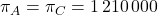 \pi_A = \pi_C = 1\,210\,000