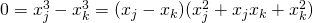 0= x_j ^3 -x_k ^3 =(x_j -x_k)(x_j ^2 +x_j x_k + x_k ^2)