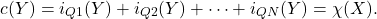 \[c(Y) = i_{Q1}(Y) + i_{Q2}(Y) + \cdots + i_{QN}(Y) = \chi(X).\]