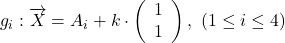 g_i : \overrightarrow{X} = A_i + k \cdot \left( \begin{array}{c} 1 \\ 1 \end{array} \right), \ (1 \leq i \leq 4)