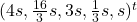 (4s, \frac{16}3s,3s,\frac13 s,s)^t