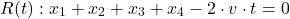 \[R(t): x_1 + x_2 + x_3 + x_4 - 2 \cdot v \cdot t = 0\]