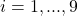 i = 1, ..., 9
